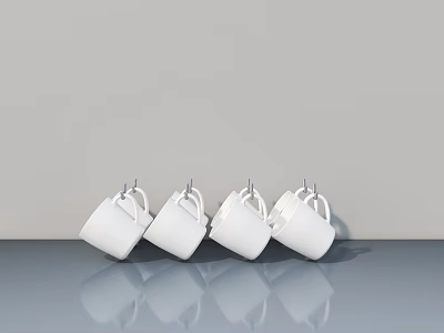 White Traffic Cones As Road Safety Facilities On Gray Pavement Surface 3d model