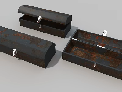 Rustic Black Decorative Storage Boxes Set with Metal Latches for Home Decor 3d model