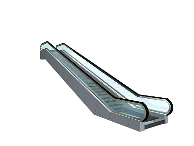 Modern Commercial Escalator Design With Glass Handrail And Metal Frame Structure 3d model