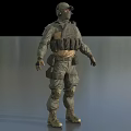 Man In Military Tactical Uniform With Helmet Tactical Vest And Protective Gear Standing