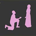 Man Kneeling To Propose With Ring To Woman In Pink Dress