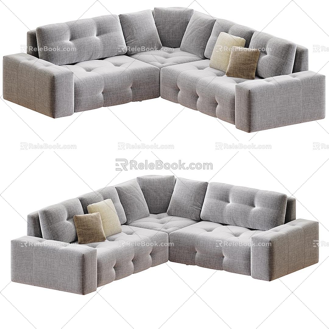 Nordic Simple Double Sofa Sofa Simple Double Sofa Pillow Simple Cushion Cushion 3d model