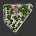 Red Roof Building Main Gate With Circular Plaza Lush Green Trees And Road