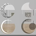 Four Circular Decorative Mirrors With Various Designs For Modern Interior Decor 3d model