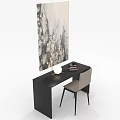 Modern Black Desk With Beige Chair Table Lamp Books And Abstract Wall Art