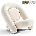 Cream Colored Modern Single Sofa With Curved Upholstered Design And Comfortable Style