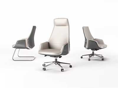 Modern Office Chair Collection With Different Styles Light Color And Swivel Fixed Base Design 3d model