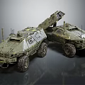 Military Green Armored Functional Vehicle With Dual Units Off-Road Tires And Tactical Gear