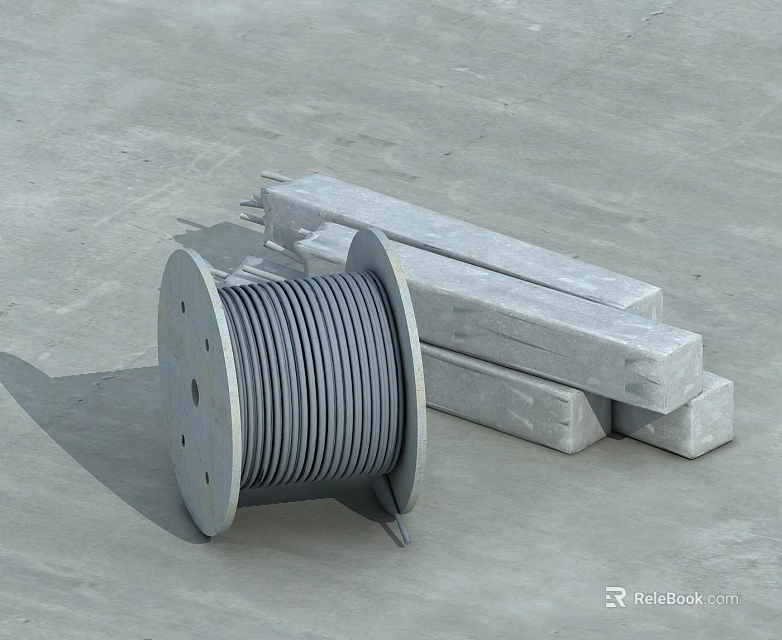Gray Side-Hinged Door Accessories Including Seal Strip And Long Strips 3d model 