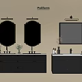 Modern Bathroom Vanity Cabinets With Double Mirrors And Wall Mounted Lights 3d model