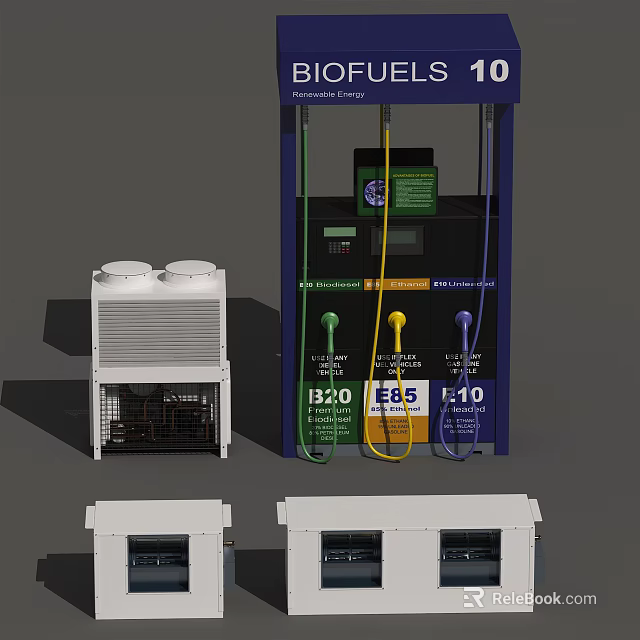 Public Charging Facility With Multiple Colored Cables Price Display And Electrical Units 3d model 