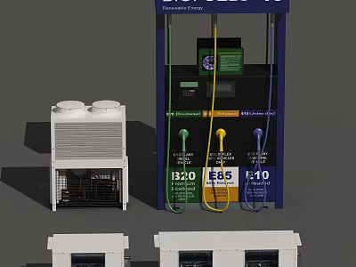 Public Charging Facility With Multiple Colored Cables Price Display And Electrical Units 3d model