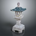 Traditional Chinese Decorative Furniture With Multi Tiered Green Tile Roof And White Base