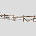 Rustic Wooden Fence Structure With Natural Log Posts And Horizontal Rails 3d model