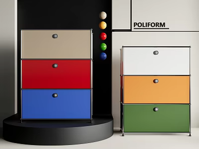 Colorful Modern Console And Side Cabinets With Multiple Drawers For Living Room Storage 3d model