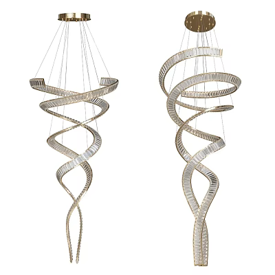 Modern Spiral Metallic Chandeliers With Elegant Twisted Hanging Design For Stylish Interiors 3d model