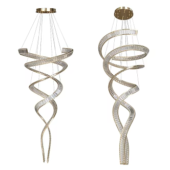 Vintage modern crystal twist chandelier 18w 3d model
