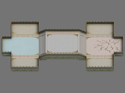 Detailed Floor Design Featuring Patterned Tile Area Cracked Section Water Pool And Decorative Borders 3d model
