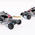 Two RC Off Road Desert Buggies With Number 75 And 5 And REDT Logo