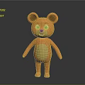 Cute Orange Cartoon Bear Character with Yellow Belly 3D Model for Game Animation