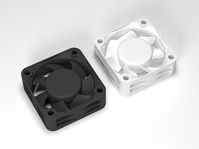 Computer Cooling Fans Black and White Square Design for PC Systems 3d model