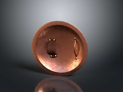 Ancient Copper Circular Shield with Metal Ring and Rivets Weapon Design 3d model