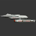 Silver Cosmic Spaceship Model With NCC1650 Number And Red Engine Lights 3d model