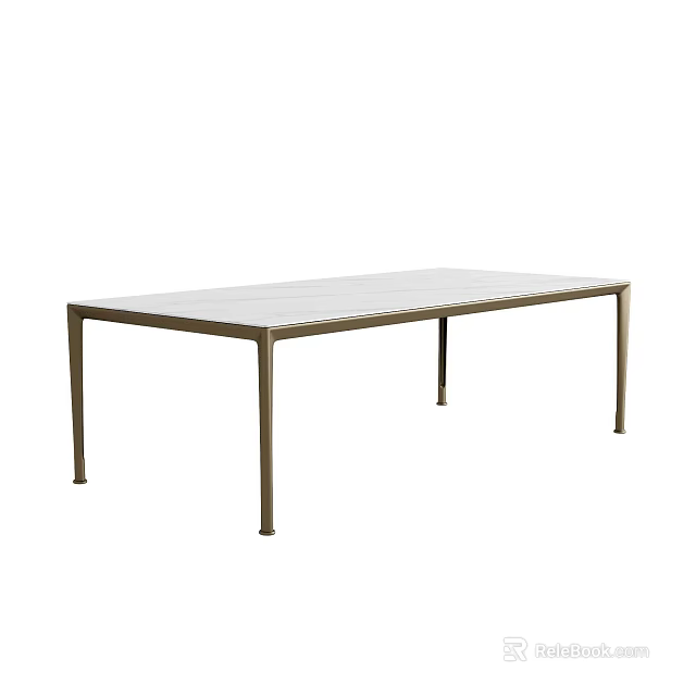 Stylish Modern Coffee Table With Metal Frame And Smooth White Tabletop 3d model