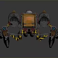 Futuristic Metallic Weapon With Cannons Thrusters Mechanical Parts And Colorful Accents