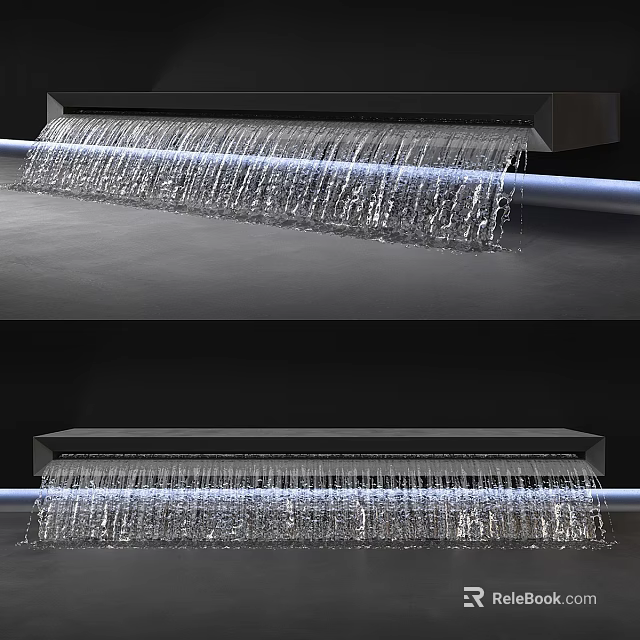 Modern Waterfall Feature With Flowing Water And Sleek Panel Design 3d model 