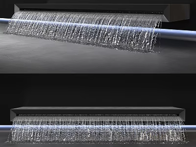 Modern Waterfall Feature With Flowing Water And Sleek Panel Design 3d model