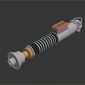 Futuristic Sci-Fi Weapon With Spiral Metal Structure Copper Accents And Glowing Panel