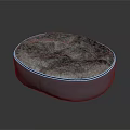 Modern Round Gray Faux Fur Pouf With Soft Plush Surface For Living Room