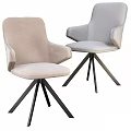Modern Light Colored Dining Chairs With Armrests And Black Tripod Bases 3d model