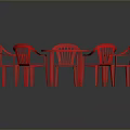 Red Plastic Stools with Curved Backrest Modern Design for Home Kitchen Dining Use 3d model