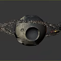 Artistic Decorative Planet with Sparkling Crystal Rings and Textured Blue White Surface
