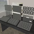 Gray Room Dividers With Various Grid And Hollow Out Patterns Displayed 3d model