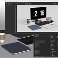 Modern computer office decoration combination 3d model