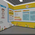 Exhibition Hall Culture Wall for Children Tuberculosis Awareness Education with Cartoon Characters and Flower Decorations