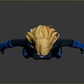 Futuristic Blonde Haired Game and Movie Character With Dark Blue Bodysuit Blue Gloves and Boots