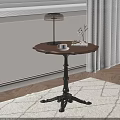Elegant Retro Scalloped Wooden Side Table With Ornate Cast Iron Base For Cozy Home Decor