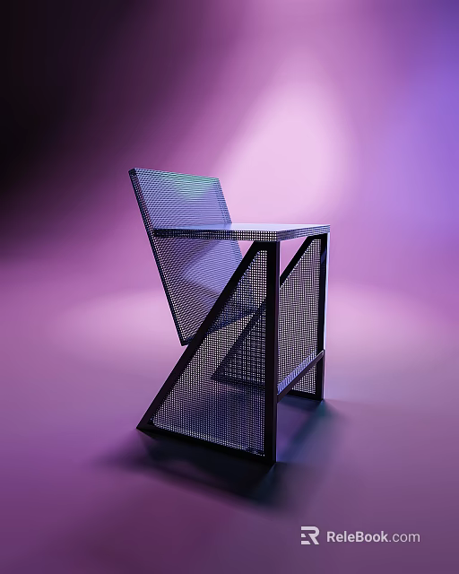 Modern Geometric Dining Chair With Metal Frame Mesh Design And Stylish Gradient Lighting 3d model 