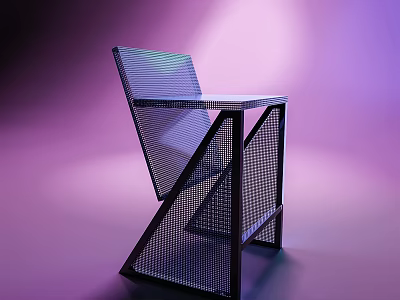 Modern Geometric Dining Chair With Metal Frame Mesh Design And Stylish Gradient Lighting 3d model