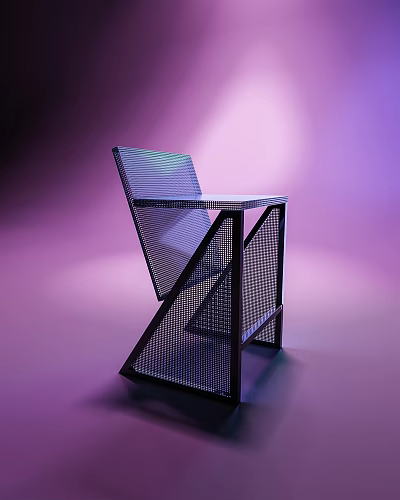 Modern Geometric Dining Chair With Metal Frame Mesh Design And Stylish Gradient Lighting 3d model