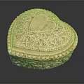 Ornate Golden Heart Shaped Box With Intricate Patterns For Jewelry Storage