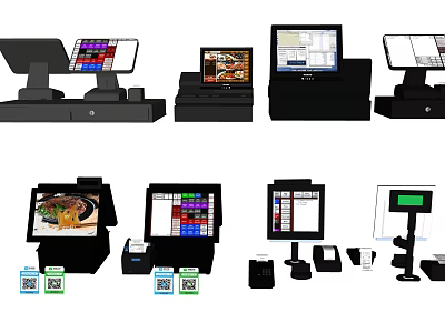 Professional Commercial Equipment Featuring POS Systems Touchscreen Displays Scanners And Printers 3d model