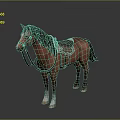 Realistic Brown Horse With Saddle Mane Tail And White Hooves
