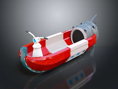 Shark Shaped Red White Blue Small Recreational Water Vehicle for Kids 3d model