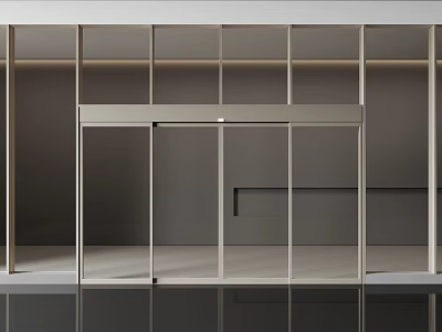 Modern Double Doors Featuring Glass Panels And Sleek Metal Frame Design 3d model