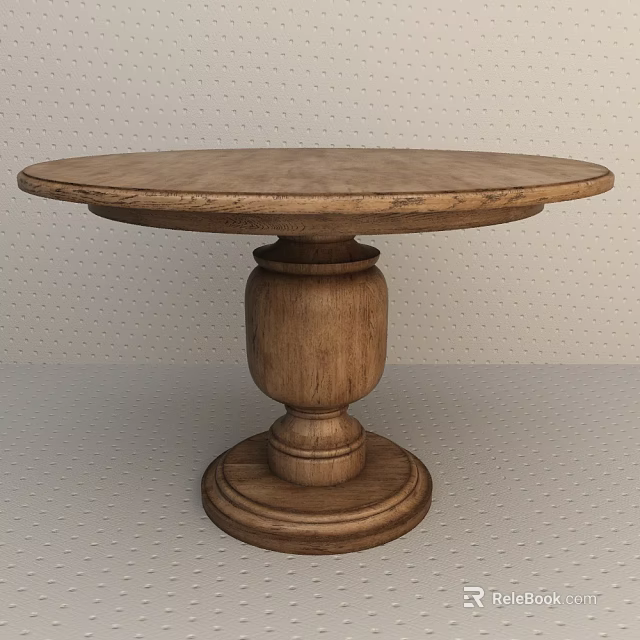 Round Wooden Dining Table With Classic Pedestal Base And Solid Wood Design 3d model